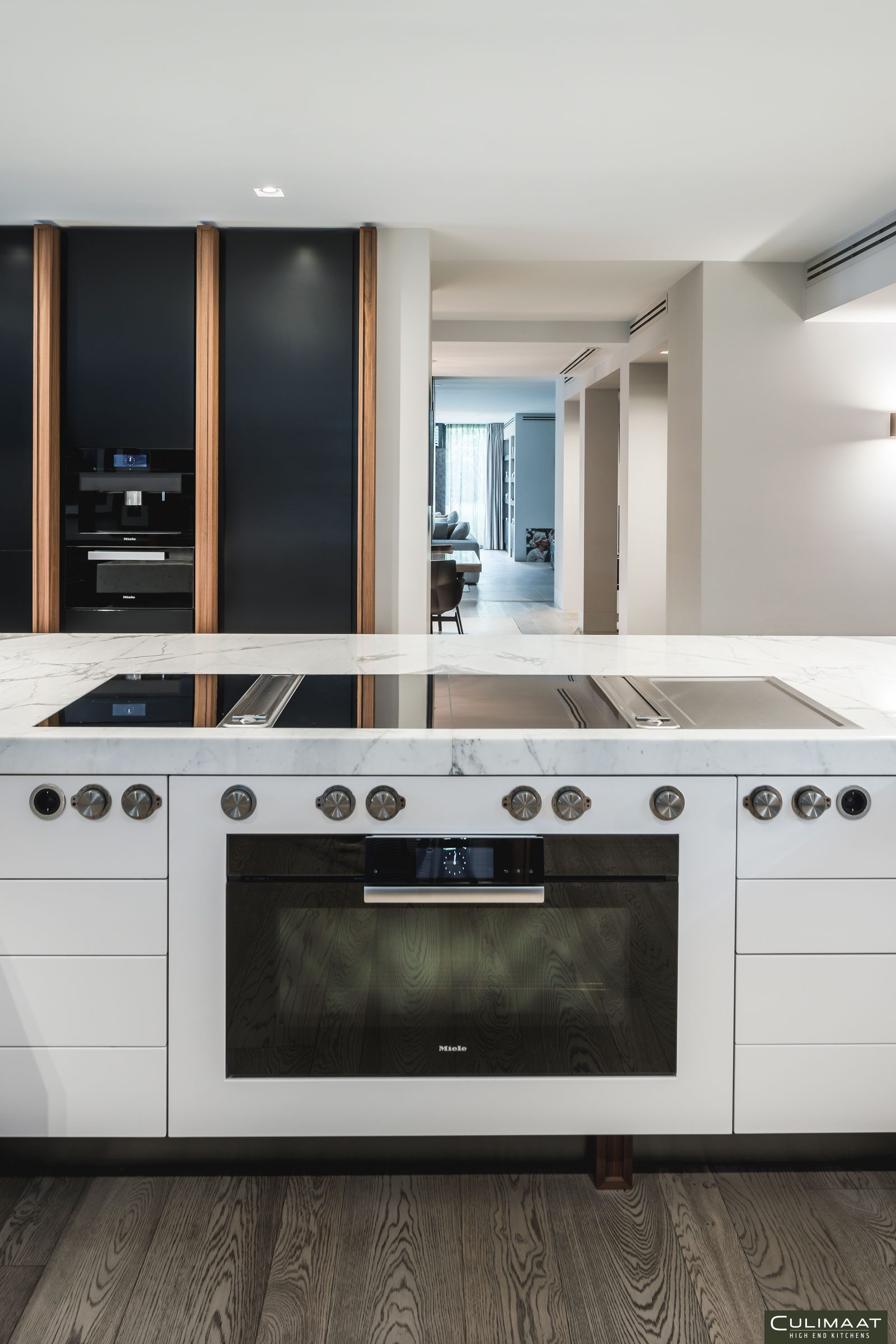 Luxe keuken, Culimaat, leefkeuken, marmer,